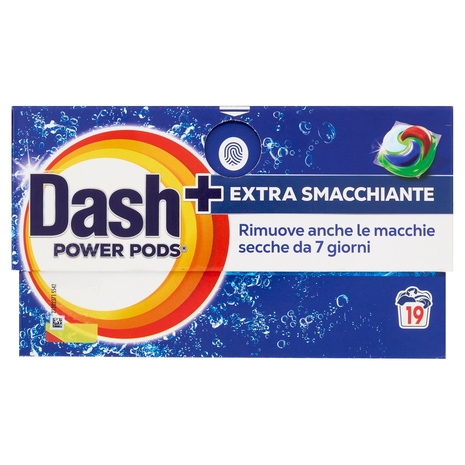 Dash Power Pods Detersivo Lavatrice In Capsule, Azione Extra-Smacchiante, 19 Lavaggi 442,7 g